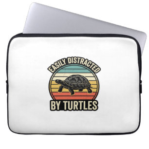 Easily Distracted By Turtles Vintage Graphic Shirt Laptop Sleeve