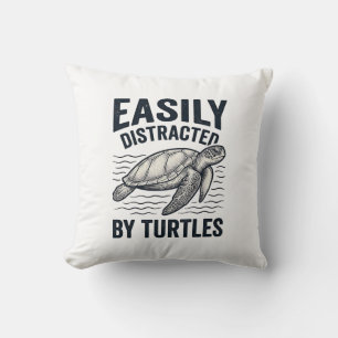 Easily Distracted By Turtles Vintage Shirt Design_ Cushion