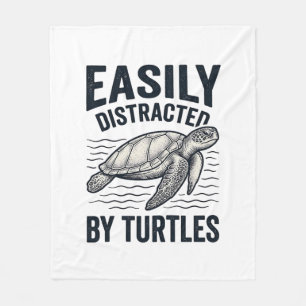 Easily Distracted By Turtles Vintage Shirt Design_ Fleece Blanket