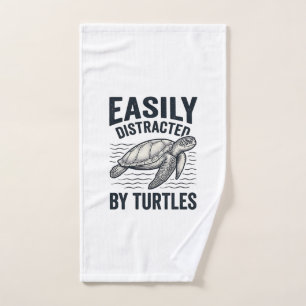 Easily Distracted By Turtles Vintage Shirt Design_ Hand Towel