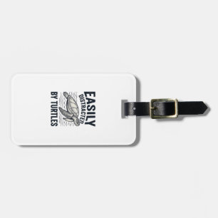 Easily Distracted By Turtles Vintage Shirt Design_ Luggage Tag
