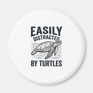 Easily Distracted By Turtles Vintage Shirt Design_ Magnet