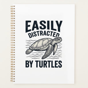 Easily Distracted By Turtles Vintage Shirt Design_ Planner