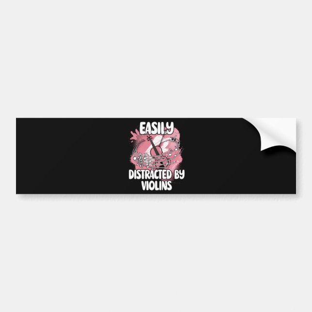 Easily Distracted By Violins Bumper Sticker (Front)