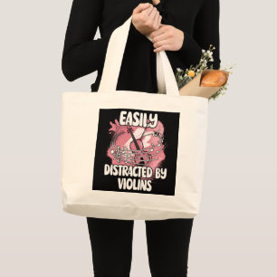 Easily Distracted By Violins Large Tote Bag