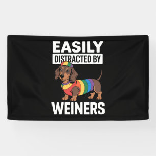 Easily Distracted By Weiners LGBTQ Rainbow Gay Banner