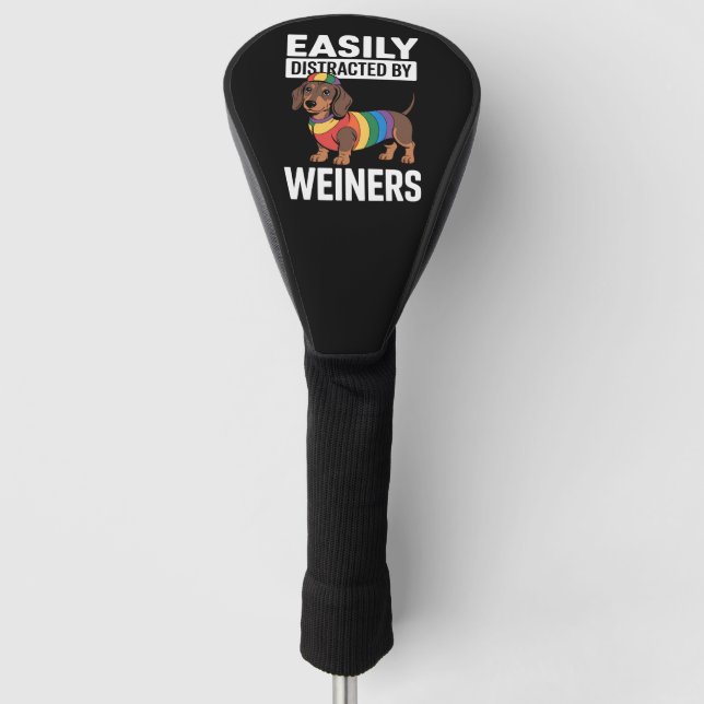 Easily Distracted By Weiners LGBTQ Rainbow Gay Golf Head Cover (Front)