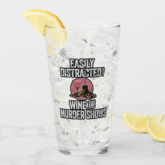 Easily Distracted by Wine and Murder Shows Glass (Front Ice)