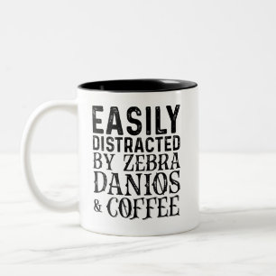 Easily Distracted By Zebra Danios And Coffee Two-Tone Coffee Mug