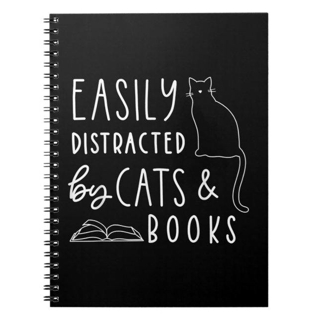 Easily Distracted Cats And Books Funny Gift For Ca (Front)