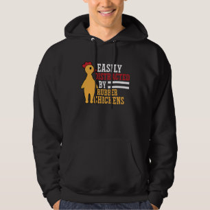 Easily Distracted Rubber Chicken Cool Bird   1 Hoodie