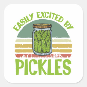 easily excited by pickles square sticker