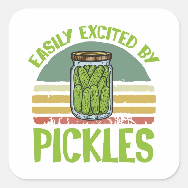 easily excited by pickles square sticker (Front)