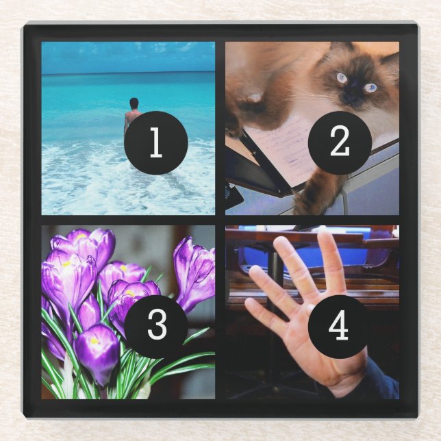 Easily Have Your Own photo collage with 4 images Glass Coaster (Front)