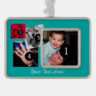 Easily Make Your Own Photo Display with 4 photos Silver Plated Framed Ornament