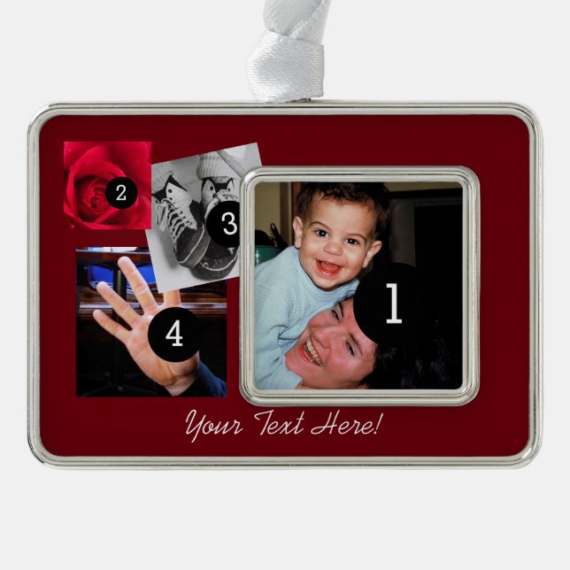 Easily Make Your Own Photo Display with 4 photos Silver Plated Framed Ornament (Front)