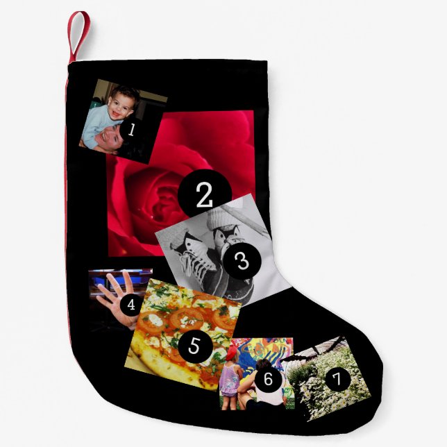 Easily Make Your Own Photo Display with 7 photos Small Christmas Stocking (Front)