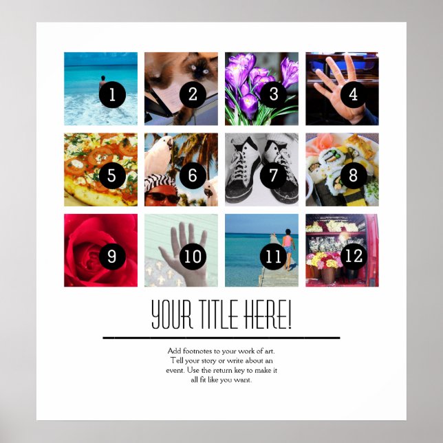 Easily Make Your Own Photo Poster 12 images +Text (Front)