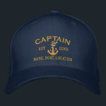 Easily Personalised Captain Nautical Rope Anchor Embroidered Hat<br><div class="desc">Easily personalised this captain rope anchor embroidery nautical style. An original casual fashion embroidered baseball cap sure to make an impression on, or off the boat. Here's a selection of fine custom casual embroidered baseball caps; in a nautical style, you can easily personalise to make it as unique as you...</div>