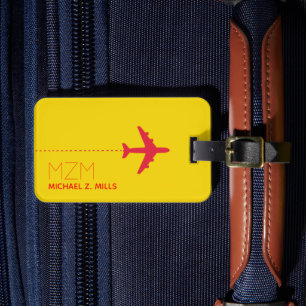 easily recognisable yellow international travel luggage tag