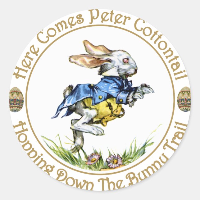 Easster - Here Comes Peter Cottontail Classic Round Sticker (Front)