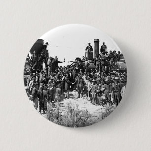 East and West Shaking Hands at Laying Last Rail 6 Cm Round Badge