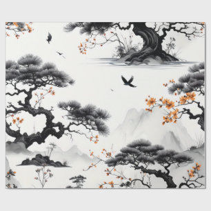 East Asian Ink Wash Wrapping Paper