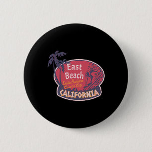 East Beach Santa Rra California Surfing Vintage Su 6 Cm Round Badge