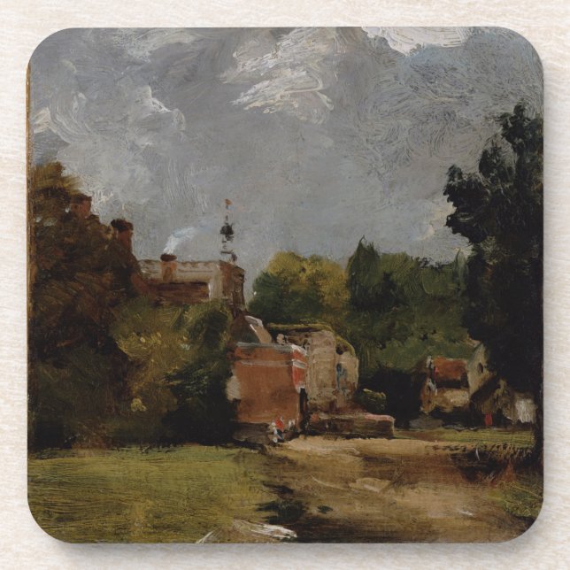 East Bergholt Church from Church Street (oil on pa Coaster (Front)