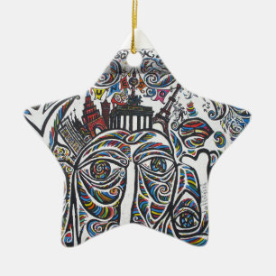 East Berlin Wall Graffiti Ceramic Tree Decoration