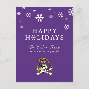 East Carolina University   ECU Pirates 2 Holiday Postcard