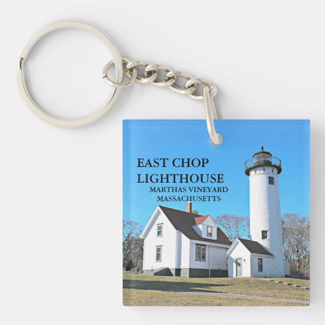East Chop Lighthouse, Marthas Vineyard MA Keyring (Front)