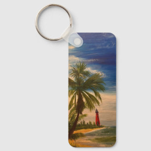 East Coast Beach and Lighthouse, by Gary Poling  Key Ring