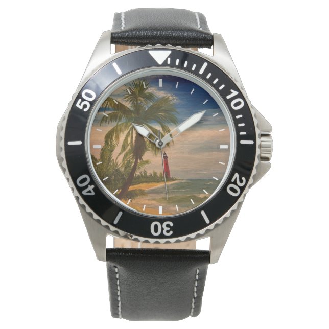 East Coast Beach and Lighthouse, by Gary Poling  Watch (Front)