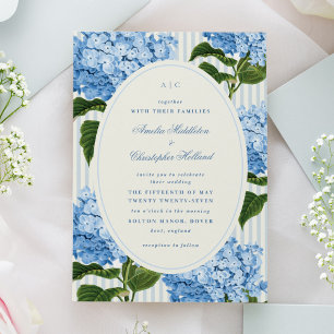 East Coast Blue Hydrangea Garden Wedding Invitation
