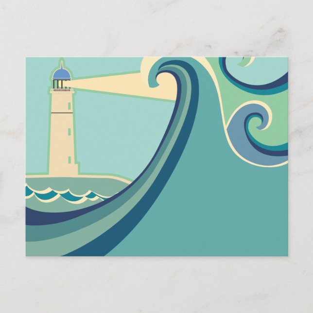 East Coast Lighthouse with Waves Postcard (Front)
