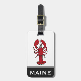 East Coast Lobster in Red and Maine Word Custom Luggage Tag