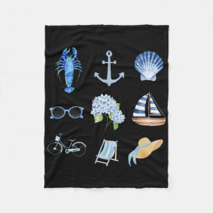 East Coast Summer New England Aesthetic Collage Fleece Blanket
