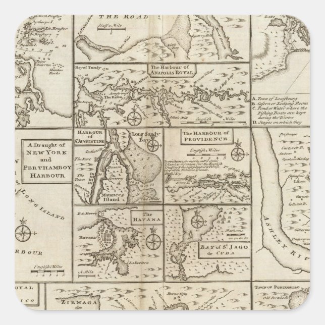 East Coast, US Square Sticker (Front)