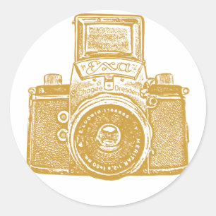 East German Camera - Caramel Brown Classic Round Sticker
