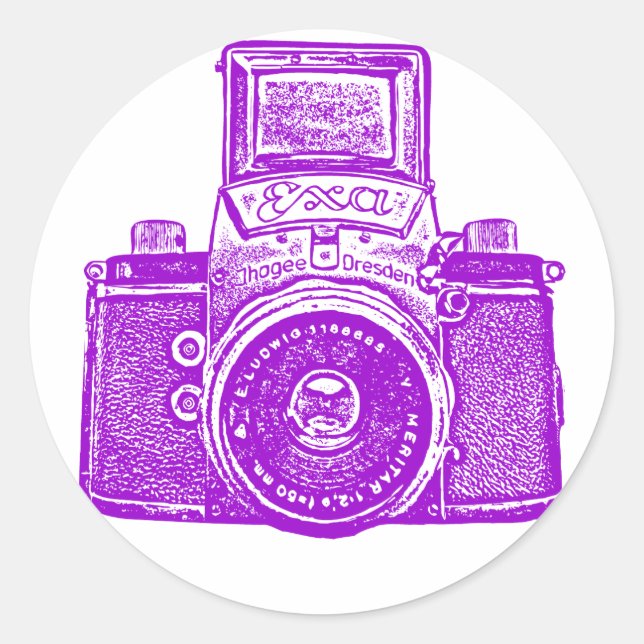 East German Camera - Purple Classic Round Sticker (Front)