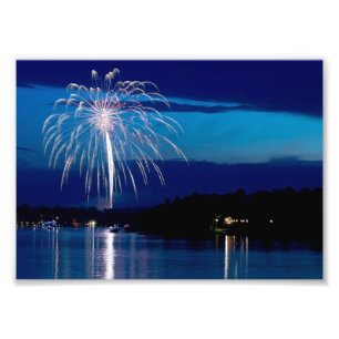 East Gull Lake fireworks above bay Photo Print