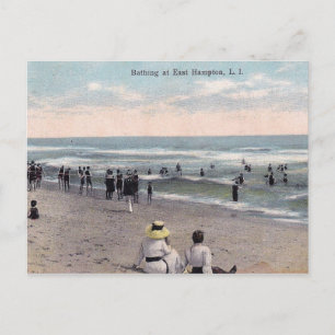 East Hampton NY, Long Island, Beach Scene Vintage Postcard