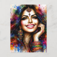 East Indian Beauty Colourful Festival Art