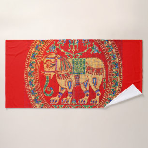 East Indian elephant print Bath Towel Set