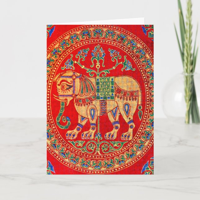 East Indian elephant print Card (Front)