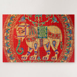 East Indian elephant print Jigsaw Puzzle