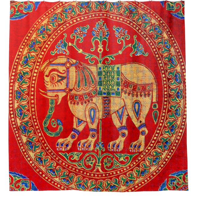 East Indian elephant print Shower Curtain (Front)