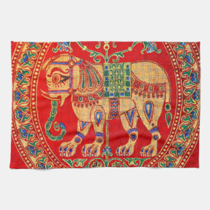 East Indian elephant print Tea Towel