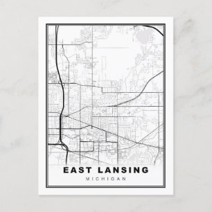 East Lansing Map Postcard